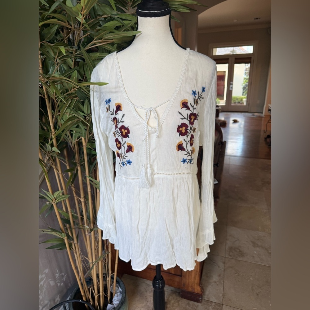 CLICHE’ boutique lady size large 100% cotton blouse, new embroidered - Picture 4 of 14